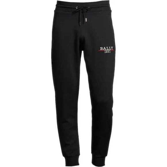 Bally Black Drawstring Embroidered Logo Sweatpants Joggers Size Large - Picture 1 of 8